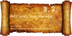 Mészáros Harald névjegykártya